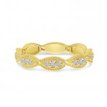 14K Yellow Gold Diamond Beaded Marquise Band