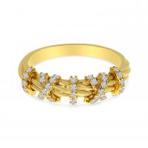 14K Yellow Gold .30 ct Diamond Twisted Textured Band Ring