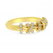 14K Yellow Gold .30 ct Diamond Twisted Textured Band Ring