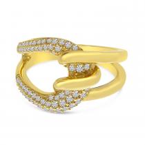 14K Yellow Gold Pave Diamond Twist Ring