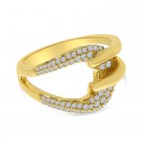 14K Yellow Gold Pave Diamond Twist Ring