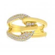 14K Yellow Gold Pave Diamond Twist Ring