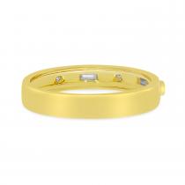 14K Yellow Gold Round and Baguette Diamond Band