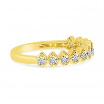 14K Yellow Gold Diamond Bezel Pear Shape Stackable Band