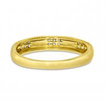 14K Yellow Gold Diamond Triple Row Textured Band