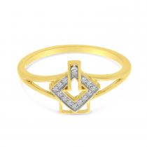 14K Yellow Gold Diamond Geometric Ring