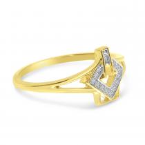 14K Yellow Gold Diamond Geometric Ring