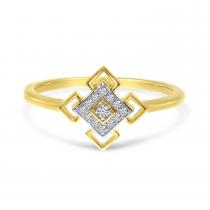 14K Yellow Gold Diamond Square Geometric Ring