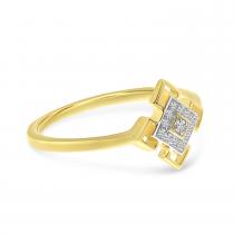 14K Yellow Gold Diamond Square Geometric Ring