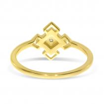 14K Yellow Gold Diamond Square Geometric Ring