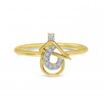 14K Yellow Gold Diamond Triangle and Pear Ring