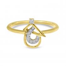 14K Yellow Gold Diamond Triangle and Pear Ring