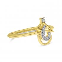 14K Yellow Gold Diamond Triangle and Pear Ring