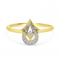 14K Yellow Gold Diamond Geometric Fashion Ring