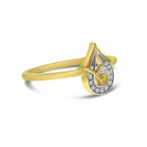 14K Yellow Gold Diamond Geometric Fashion Ring