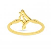 14K Yellow Gold Diamond Swirl Geometric Ring