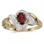 10k Yellow Gold Oval Garnet And Diamond Swirl Ring