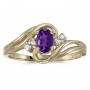 10k Yellow Gold Oval Amethyst And Diamond Ring