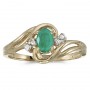 10k Yellow Gold Oval Emerald And Diamond Ring