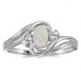 14k White Gold Oval Opal And Diamond Ring