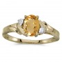 10k Yellow Gold Oval Citrine And Diamond Ring