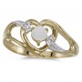 10k Yellow Gold Round Opal And Diamond Heart Ring