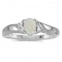 10k White Gold Oval Opal And Diamond Ring