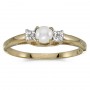 10k Yellow Gold Pearl And Diamond Ring