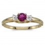 10k Yellow Gold Round Rhodolite Garnet And Diamond Ring