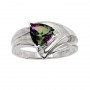 14K White Gold 7mm Trillion Mystic Topaz Wide Shank Ring