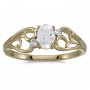 14k Yellow Gold Oval White Topaz And Diamond Ring