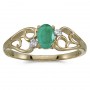 14k Yellow Gold Oval Emerald And Diamond Ring