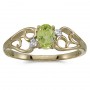 14k Yellow Gold Oval Peridot And Diamond Ring