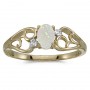 14k Yellow Gold Oval Opal And Diamond Ring