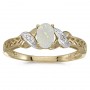 14k Yellow Gold Oval Opal And Diamond Ring