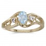 14k Yellow Gold Oval Aquamarine And Diamond Ring