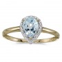 10k Yellow Gold Pear Aquamarine And Diamond Ring