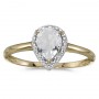 10k Yellow Gold Pear White Topaz And Diamond Ring