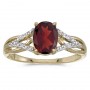 14k Yellow Gold Oval Garnet And Diamond Ring