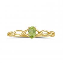 14K Yellow Gold Oval Peridot Birthstone Ring