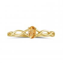 14K Yellow Gold Oval Citrine Birthstone Ring