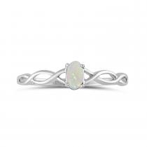 14k White Gold Oval Opal Ring