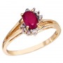 14K Yellow Gold 6x4 Oval Ruby and Diamond Ring