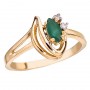 14K Yellow Gold 6x3 Marquise Emerald and Diamond Ring