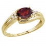 14K Yellow Gold Garnet and Diamond Side Set Ring