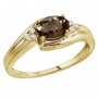 14K Yellow Gold Smoky Topaz and Diamond Side Set Ring