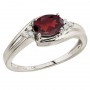 14KWhite Gold Oval Garnet and Diamond Side Set Ring