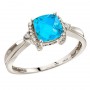 14K White Gold Blue Topaz and Diamond Ring