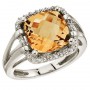 14K White Gold 10 mm Citrine and Diamond Rope Ring