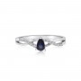 14K White Gold 5x3 mm Pear Sapphire and Diamond Precious Ring